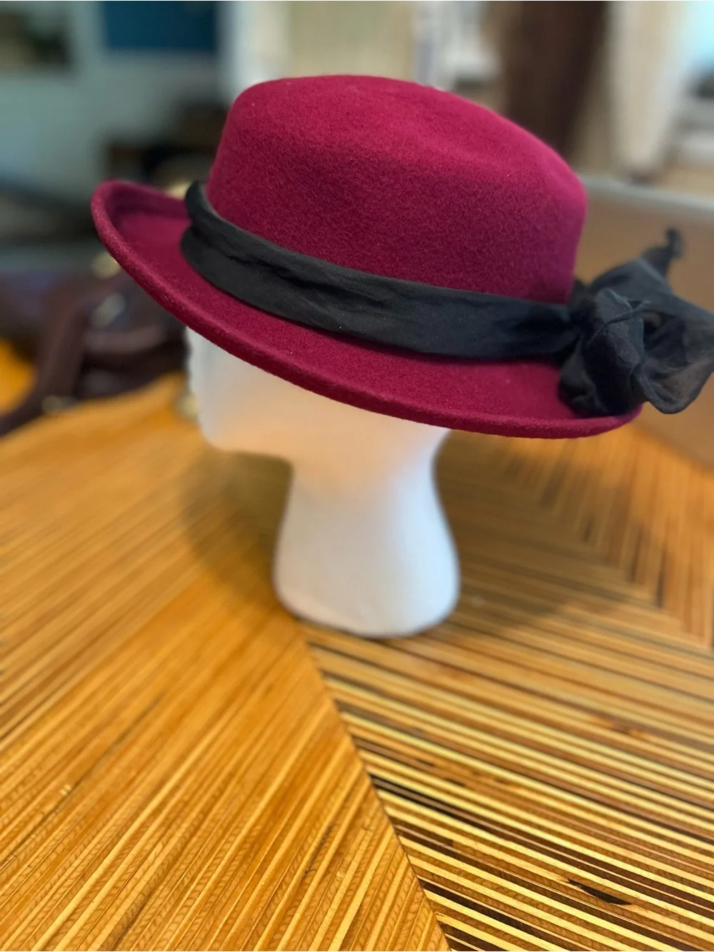 Vintage Arlin Women's 100% Wool Bow Trim Fedora Madeline Church Hat Fascinator